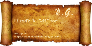 Mizsák Gábor névjegykártya